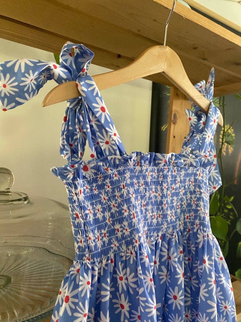 Cecil and Lou Blue Daisy Smocked Tie Shoulders Sun Dress 5t - Picture 9 of 12